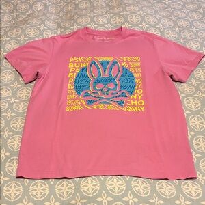 Psycho Bunny Pink and Blue Graphic Tee
